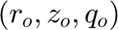 $(r_o,z_o,q_o)$