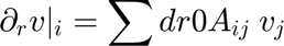 $$ \partial_r v|_i = \sum dr0A_{ij} \: v_j $$